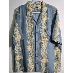 Tommy Bahama‎ Multicolor Hawaiian Floral Camp Shirt 100% Silk Button Up Size L